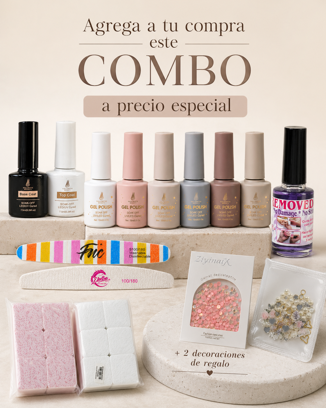 Combo Esmaltes UV Surtidos + Complementos