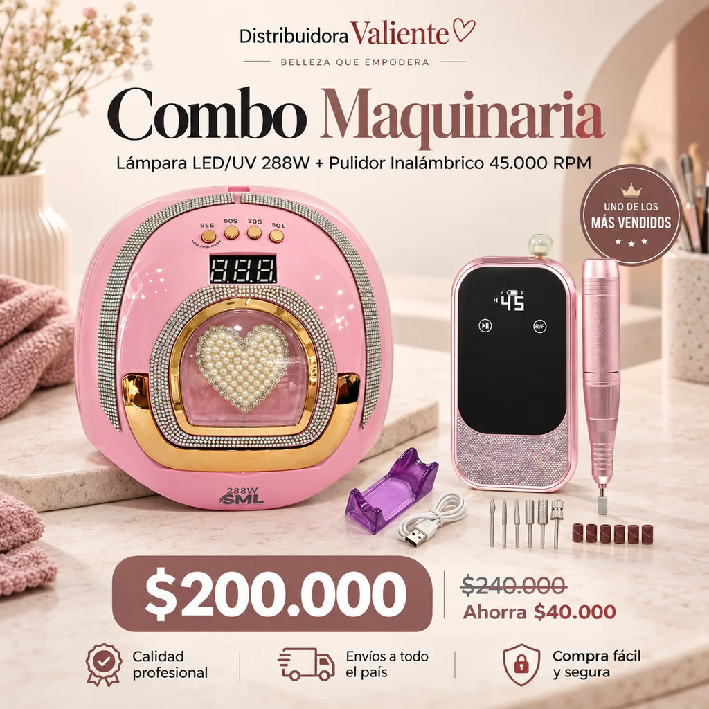 Combo Lámpara LED/UV 288W + Pulidor Inalámbrico 45.000 RPM