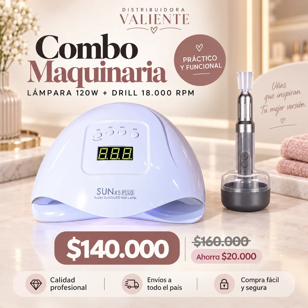 Combo Lámpara 120W + Pulidor Inalambrico 18.000RPM