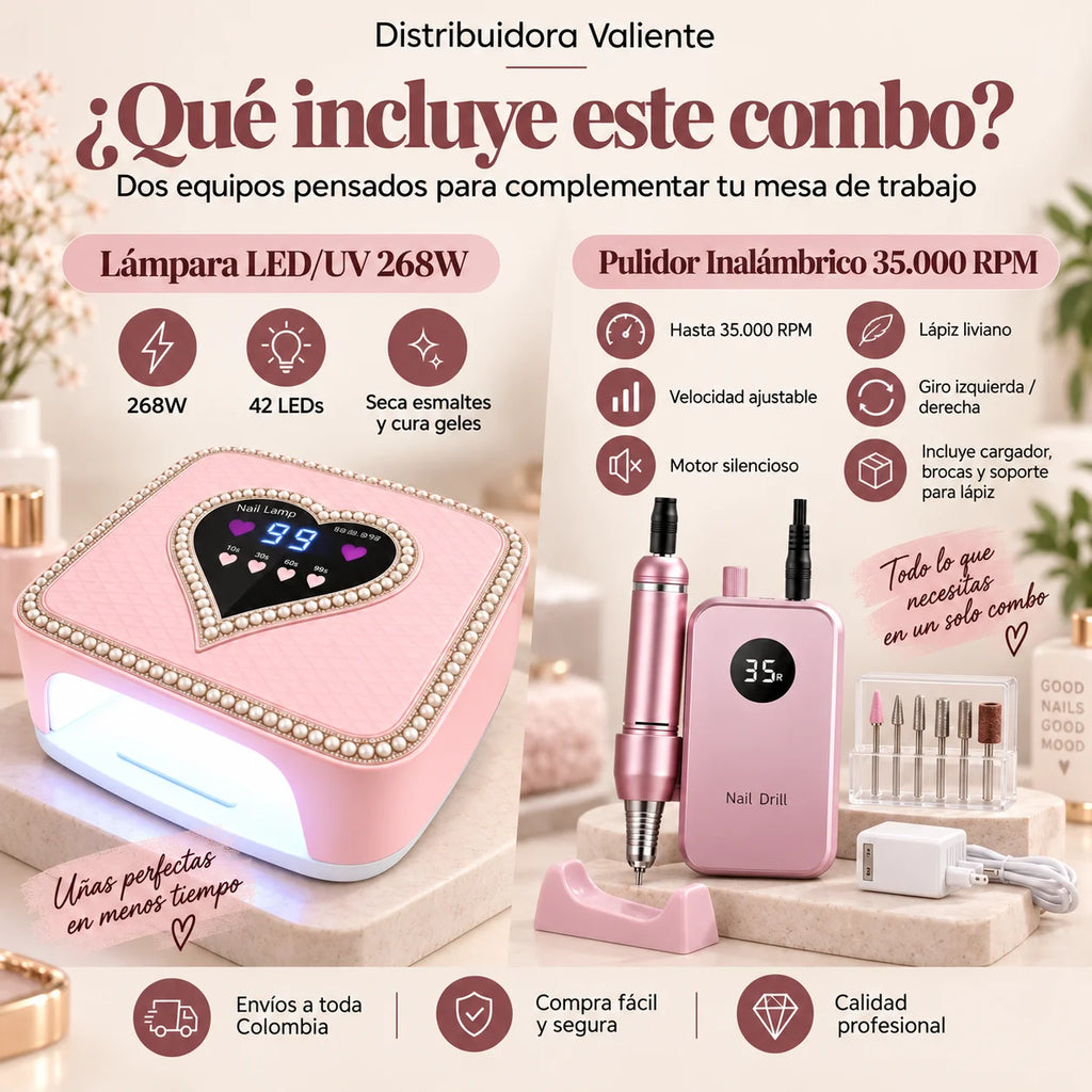 Combo Lámpara Inalámbrica 268W + Pulidor Inalámbrico 35.000 RPM