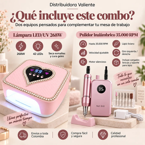 Combo Lámpara Inalámbrica 268W + Pulidor Inalámbrico 35.000 RPM