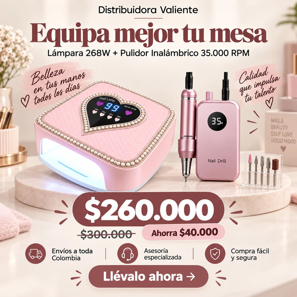 Combo Lámpara Inalámbrica 268W + Pulidor Inalámbrico 35.000 RPM